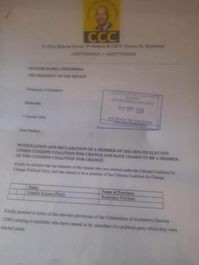 Int Letter CCC recalls Bulawayo mayor David Coltart, three MPs and Senator ...